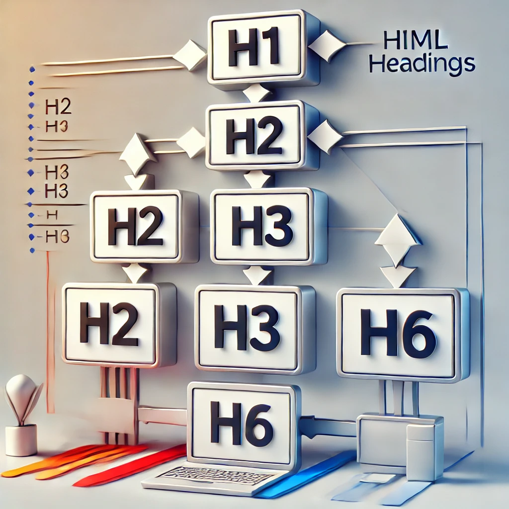 Diagrama de jerarquía de encabezados HTML en una página web.