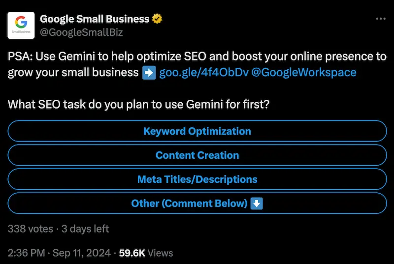 Google encuesta sobre uso de Gemini AI para SEO