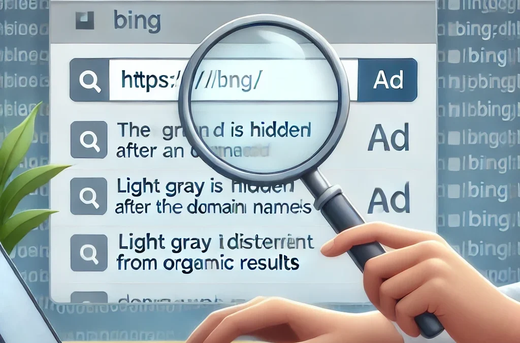 Bing Prueba Ocultar Etiquetas de Anuncios Después del Dominio